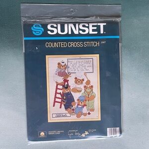 Sunset Counted Cross Stitch Kit Doctor Lawyer Baker Chief Vintage 1985